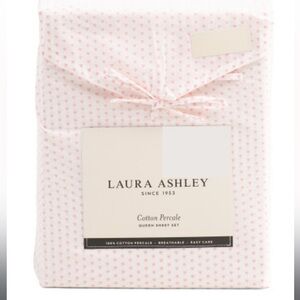 Laura Ashley Pink Heart Cotton Percale Full Sheet Set